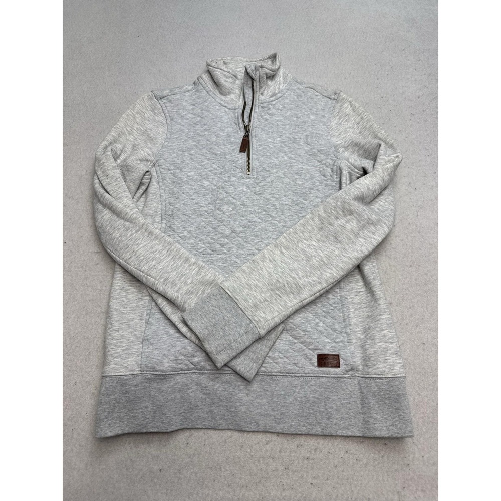 L.L.Bean Sweatshirt Womens XS Gray Quilted Fleece‎ 1/4 Zip Pullover Mock Neck